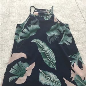 Tropical navy blue halter dress